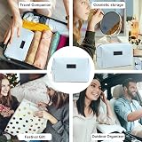 Maange Small Makeup Bag PU Leather Portable Blue 17x8.3x12.4cm Zipper view 7