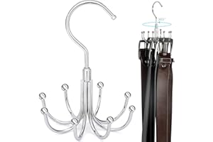 Lunies Belt Hanger with 8 Claws, Belt Organizer for Closet, Tie Rack Holder with 360 Degree Swivel Hook, Hanging Holder Hook 