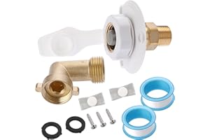BTSKY RV City Water Fill Inlet Flange Brass with Hose Elbow Check Valve Hookup Connector RV Water Hose Connector City Water F