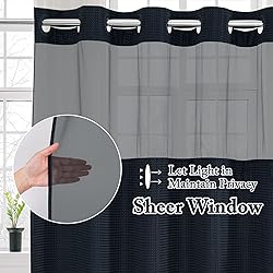 Gibelle No Hook Waffle Weave Shower Curtain with