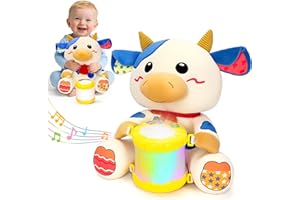 Hodurgyi Baby Toys 6-12 Months, Cow Musical Plush with Lights, ABCs, Animal Sounds, Numbers, Infant Early Learning Toy,Christmas Birthday Gifts for 6+ Month Boys &Girls