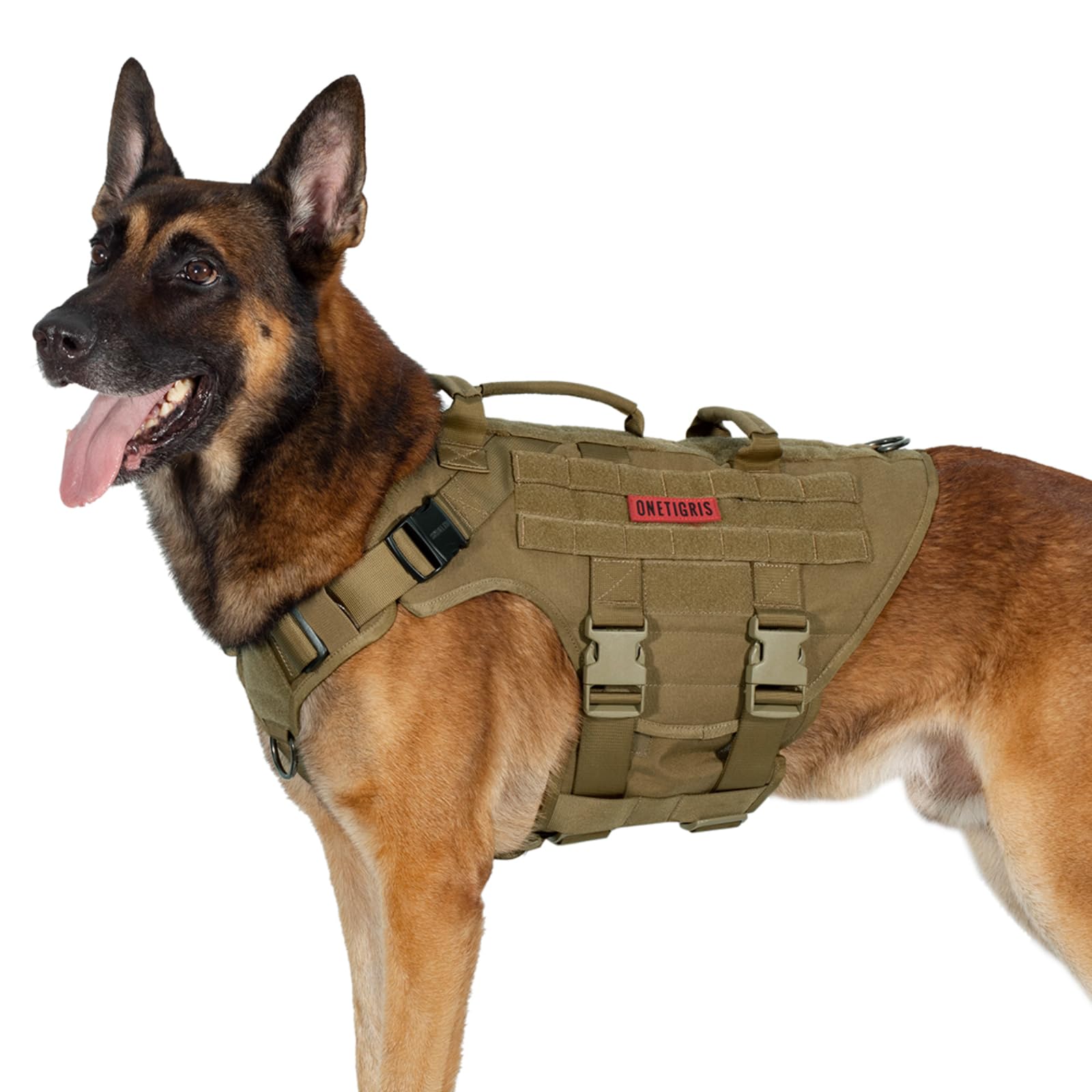 OneTigris X Destroyer Tactical Dog Harness 3 Handles Heavy Duty Dog Vest with Metal Buckles (Coyote Brown, M)