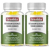 Potassium Gluconate 1000 mg Gummies, Sugar Free for Women & Men Adults, Support Muscle Cramps & Heart Health, Chewable Potassium Supplement, Lemon Flavor, Vegan Source, 120 Gummies