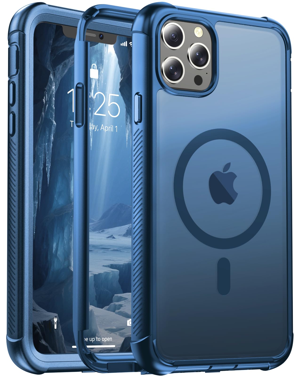 Photo 1 of jaroco for iPhone 12 Pro Max case, [Compatible with MagSafe][Military Grade Drop Protection][Heavy Duty Protection][Non-Slip][Shockproof] with 2-Layer Durable Bumper Phone Case 6.7''-Deep Blue