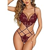 Avidlove Women Lingeries Deep V Teddy Lingerie Sexy Lace Bodysuit Cut Out One Piece Mini Babydoll