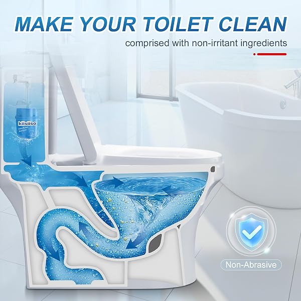 KIISIISO TOILET BOWL CLEANERS 6 BOTTLES, AUTOMATIC LONG-LASTING TOILET BOWL CLEANER TABLETS IN BOTTLE, FOR ABOUT 6 MONTHS’ SUPPLY, BLUE