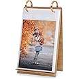 SEEHAN 5x7 Photo Frames Wooden Flip Photo Album 5x7 Pictures on Stand Vertical Display for Tabletop, with 60 PVC Pockets