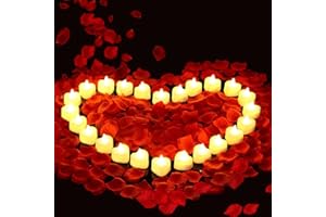 2000 Pieces Artificial Rose Petals and 24 Pieces LED Tea Lights Candles,Romantic Night Decoration Set, Romantic Gifts for Her