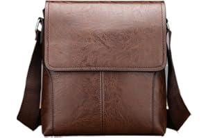 JINGTIANCD Small Shoulder Bag, Mens Crossbody Bag, Vintage PU leather Office Business Bag for Men, Handbag Purse Zipper