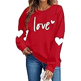 Earneo Valentine's Day Sweatshirt for Women Funny Love Heart Shirts Casual Valentines Gifts Pullover Sweater
