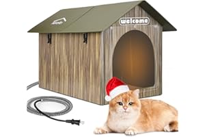 KIROTO Outdoor Cat House Weatherproof, Heated Cat House Insulated for Feral Cats Outside Stray Cats in Winter Shelter with Pet Heating Pads