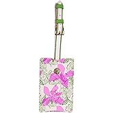Lilly Pulitzer Leatherette Luggage Tag with Secure Strap, Colorful Suitcase Identifier for Travel (Sunset Shadows Home)