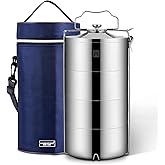 GOLDEN KEY 120 oz Stainless Steel Stackable Lunch Box for Adult, Huge Capacity Bento Box with Stackable 4 Tier Food Container, and Lunch Bag (120 Ounces 4-Layers Bento) - Super Large