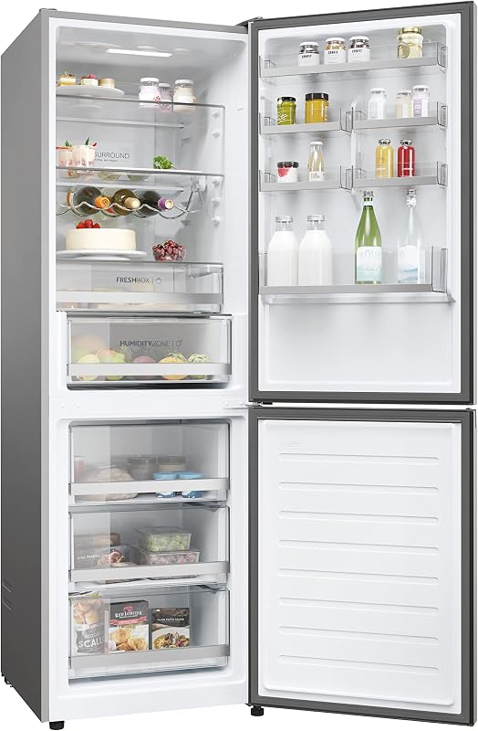2D 60 SERIE 3 HDW3618DNPK - Frigorifero-congelatore combinato con frontale in acciaio inox, Total No Frost, app Smart hON, HumidityZone, capacità utile XXL, silenzioso, solo 36 dB (A), inox