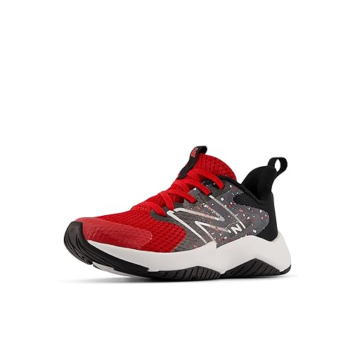 New Balance Rave Run V2 Lace-up Shoe, Team Red/Black/Black Cement, 7 Wide US Unisex Big_Kid
