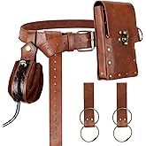 Renaissance Belt Pouch Medieval Viking Pirate Leather Bag Potion Bottle Set Skirt Hike Halloween Cosplay Costume Accessorie (Brown, Belt Pouch)
