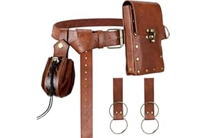Renaissance Belt Pouch Medieval Viking Pirate Leather Bag Potion Bottle Set Skirt Hike Halloween Cosplay Costume Accessorie (