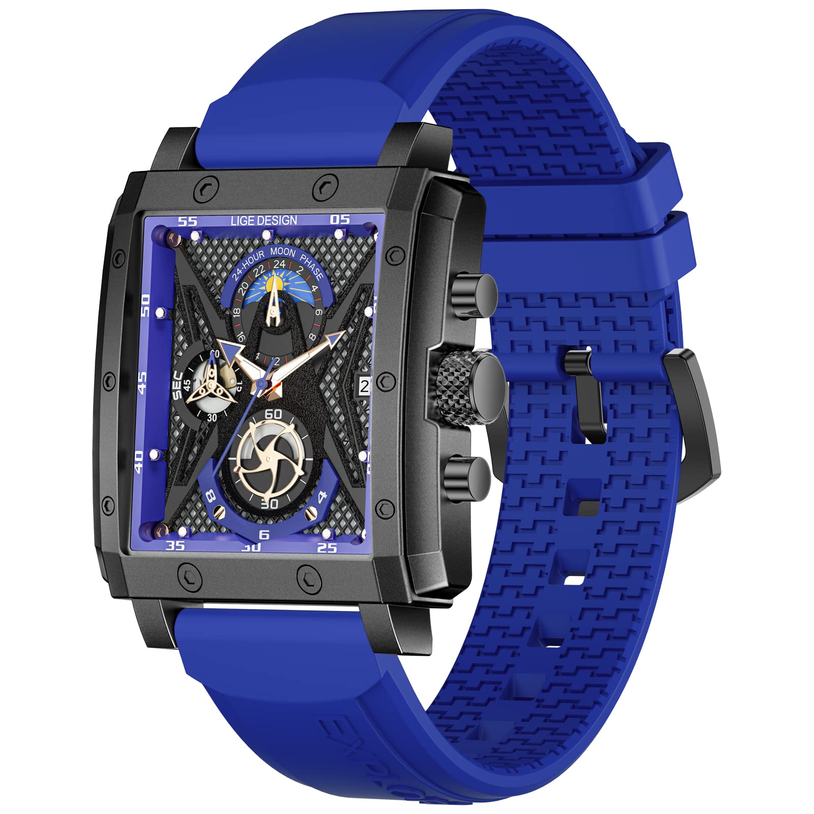 LIGE Mens Watch 30M Waterproof Fashion Luxury Cool Analog Quartz Chronograph Date Function Japanese Quartz Movement Watches for Men Blue