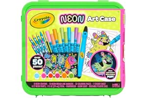 Crayola Neon Art Case (50+pcs), Holiday for Boys & Girls, Neon Paint, Markers & Crayons, Kids Glow in The Dark Art Set, Ages 5+