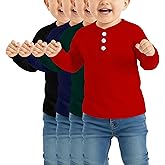 LessonZoo 4 Pack Toddler Boys Girls Thermal Long Sleeve T-Shirts Henley Undershirt Top Basic Layer Long Sleeve Fleece T-Shirt