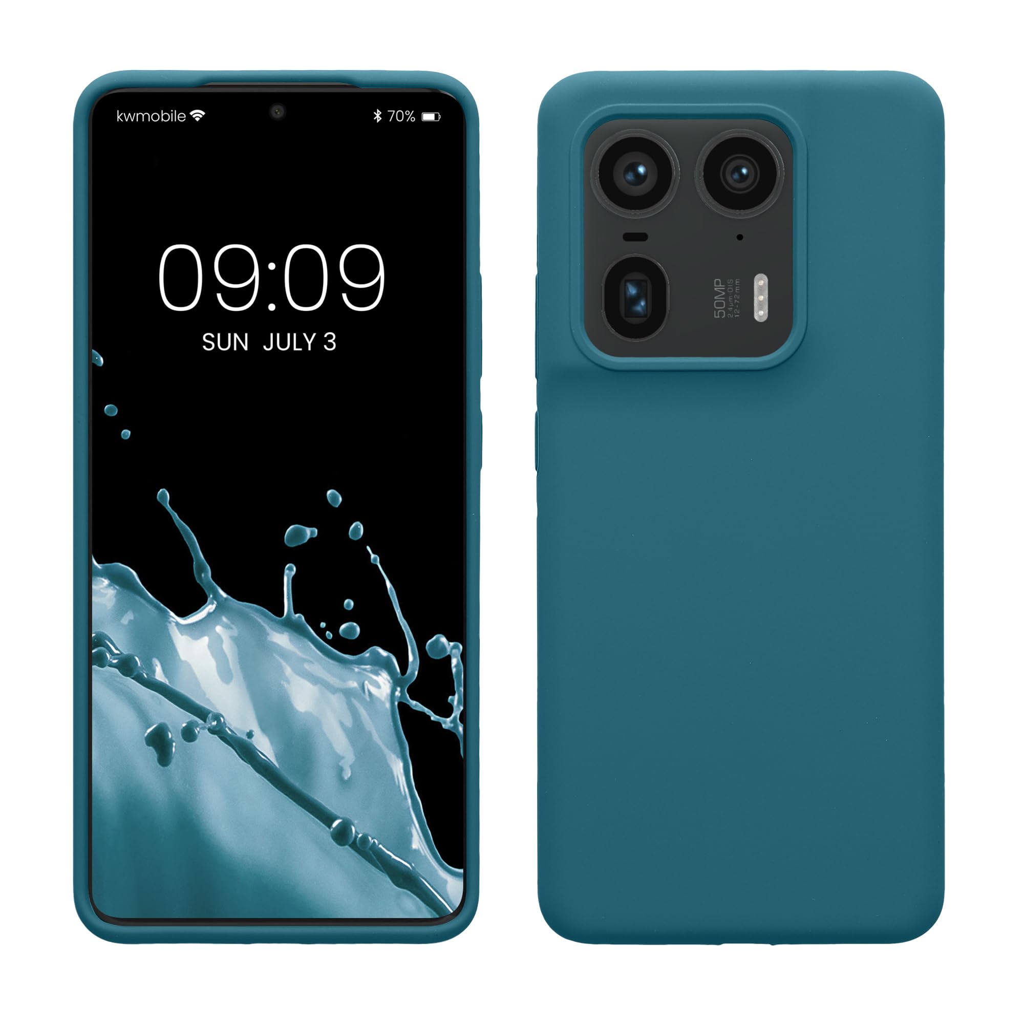 kwmobile Case Compatible with Motorola Edge 50 Ultra Case - TPU Silicone Phone Cover with Soft Finish - Teal Matte — image 1