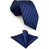 S&W SHLAX&WING Tie Set for Men Blue Striped Necktie Hanky Green Stripes Formal
