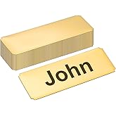 PATIKIL 3"x1" Stainless Steel Laser Engraved Mount Metal Name Plate, 20 Pack Self Adhesive Sign Personalized Custom Blank Plate for DIY Laser Printing, Notched Corner Gold