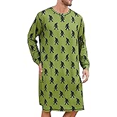 SWOMOG Mens Nightgown Long Sleeve Lounge, Sleep Henley Shirt Pajama Big & Tall Nightshirt Comfy Nightwear S-XXL
