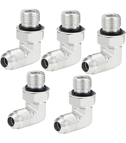 90 Degree Elbow Pipe Fitting – 3/4" Male JIC 37° Flare X 3/8" Male BSPT, Carbon Steel For Air, Fuel, Hydraulic Lines