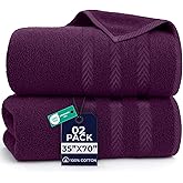 DAN RIVER 2 Pack Luxury Bath Sheets 35x70, 600 GSM, Soft & Quick Dry 100% Ring Spun Cotton Towels Ideal for Hotels, Spas, Gyms & Salons Extra Large, Purple Passion
