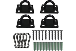 MANSHU Stainless Steel Ceiling Hooks, Ceiling Hooks Pad Eyes Plate Marine Hardware Hooks with Screws.