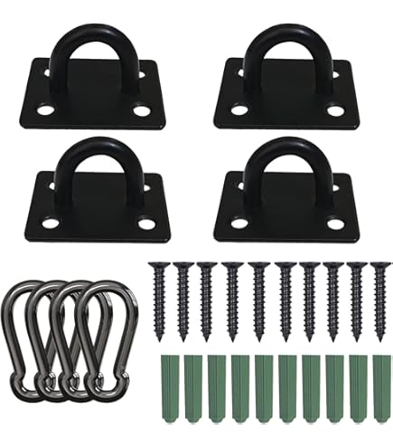 Hushtong Stainless Steel 1.8 Inch Pad Eye Plate U Hooks Stainless Steel Snap Hook,Marine Hardware Staple Hook Loop With Screws, 8 Pack