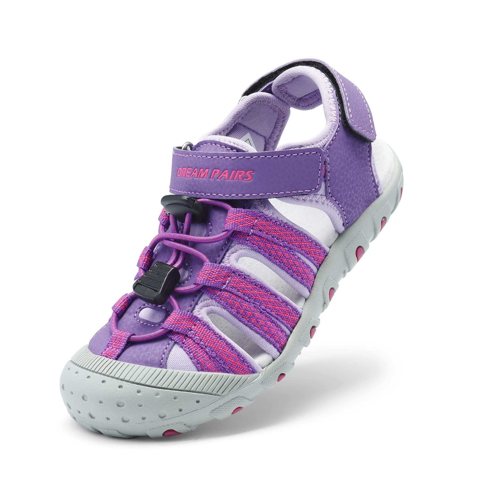 Photo 1 of DREAM PAIRS Boys Girls Summer Outdoor Athletic Sport Sandals Hiking Beach Casual Closed Toe Adjustable Multicolor for Toddler/Little/Big Kids,Size 2 Little Kid,All Purple,171111-K
