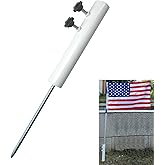 SFNSM Flag Pole for Outside House, 12" Extended Tip Metal Graden Flag Pole Holder, Ground Mount Stake for 1.77" Dia Pole, Adjustable Inground Flagpoles Mount, White