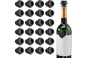 WOTOR Wine Stoppers Vacuum, Silicone Wine Saver & Preserver, Reusable Bottle Sealer, Keep Fresh (Black, 24 Pieces)