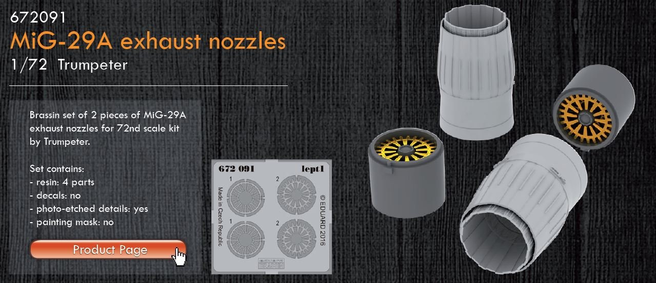 Eduard Brassin 1:72 - MiG-29AExhaust Nozzles (Trumpeter)