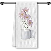 CosxHabitat Pink Floral Bathroom Hand Towels, Cosmos Bipinnatus Flower Toilet Paper Decorative Hand Towels for Bathroom Washroom Restroom Gym Spa Yoga Room, 16x24 Inches