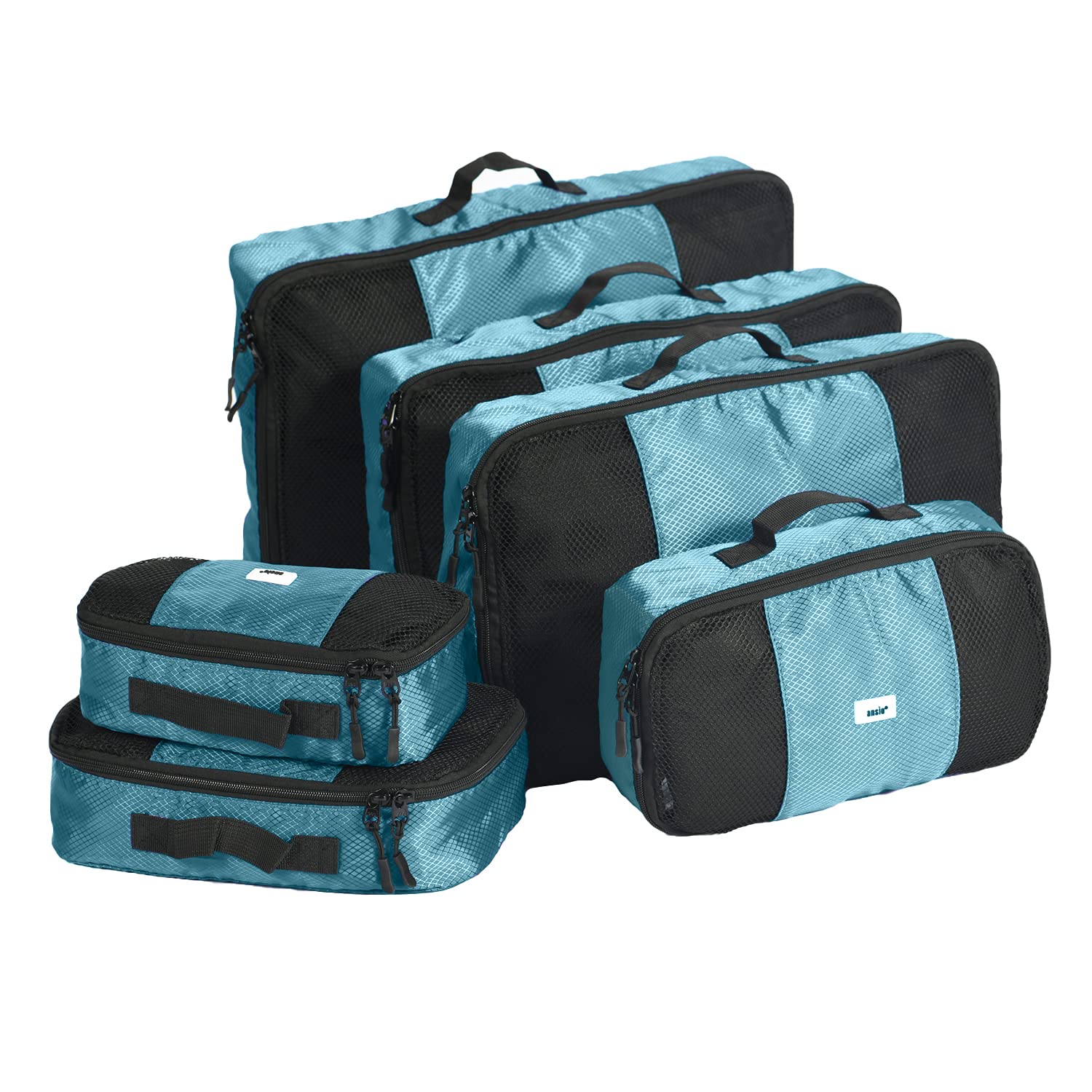 ANSIO Packing Cubes for Suitcase, Travel Cubes Luggage Organiser Set, Suitcase Organiser bags, Value Set for Travel and Home Storage, Small, Medium, Large, XL - (6 Piece Set) - Teal