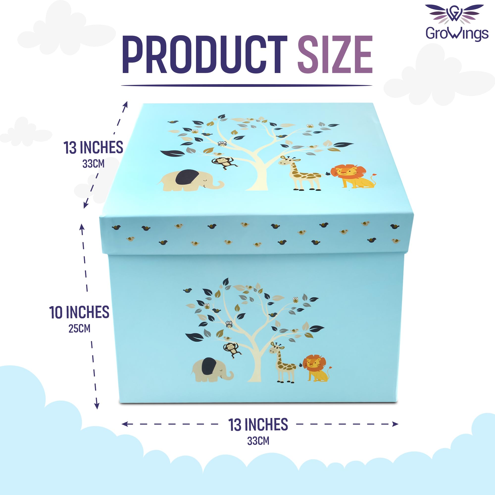 GroWings Baby Keepsake Box - Large Memory Storage for Newborns, Suitable for Boys and Girls, Strong, Durable, and Collapsible Gifts