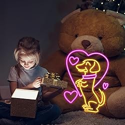 LIUOZHTEA Love Dog Neon Sign USB Powered Pink Love