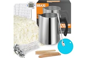 BBAXI Candle Making kit Supplies，Nature Soy Wax DIY Craft Tools with 32oz Candle Making Pouring Pot,16oz Soy Wax,Wooden Wick Holders, Candle Wicks,Stickers,Thermometer and Spoon for Beginners Adults