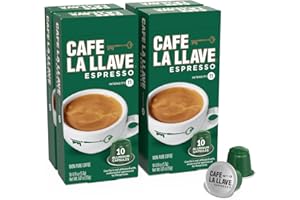 Cafe La Llave Espresso Pods: 40 Recyclable Aluminum Pods, Intensity 11 Dark Roast Latin-Style Coffee, Compatible with Nespresso Original Line Machines - Bold, Rich Flavor