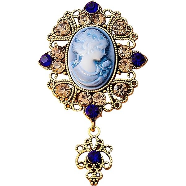 Vintage Scarf Accessory Victorian Cameo Brooch Pin - Gold Plated Alloy  Portrait Lapel Pin For Women, 40x70mm, Vintage Scarf & Dress Accessory  Antique Inspired Brooch Jewelry