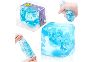 RYTOPT Stress Balls Large Ice Cube Fidget Toys, Blue Ice Cube Fidget Sensory Toys, Squeeze Toys Stress Balls for Kids Stress Relief Toys Fidget Toys Adults, Boys Girls Birthday Gifts Party Favors for Kids