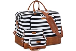 TIBES Travel Weekender Bag for Women, Overnight Bag with Shoe Compartment Oversized Travel Duffel Bag Carry On Tote 21"