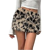 Floerns Women's Faux Fuzzy Fur Low Waist Mini Skirt Y2k Music Festival Bodycon Skirt