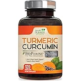 Turmeric Curcumin Supplement 2600mg - 95% Curcuminoids with Organic Turmeric & BioPerine Black Pepper for Best Absorption, Nature's Vegan Joint Support, Non-GMO Tumeric, Bottled in USA - 120 Capsules