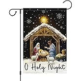 Louise Maelys Christmas O Holy Night Nativity Garden Flag 12x18 Inch Double Sided Xmas Small Burlap Welcome Winter Holiday Christian Yard Outdoor Outside House Decoration