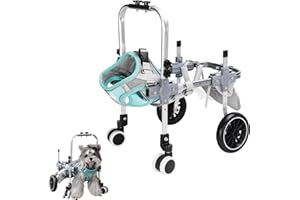 PTWSF Dog Wheelchair for Back Legs，Adjustable Pets Cart Mobility Aids for Little Pets,Chest & Thigh Support,Suitable Small Medium Dogs (Four Wheels, S)