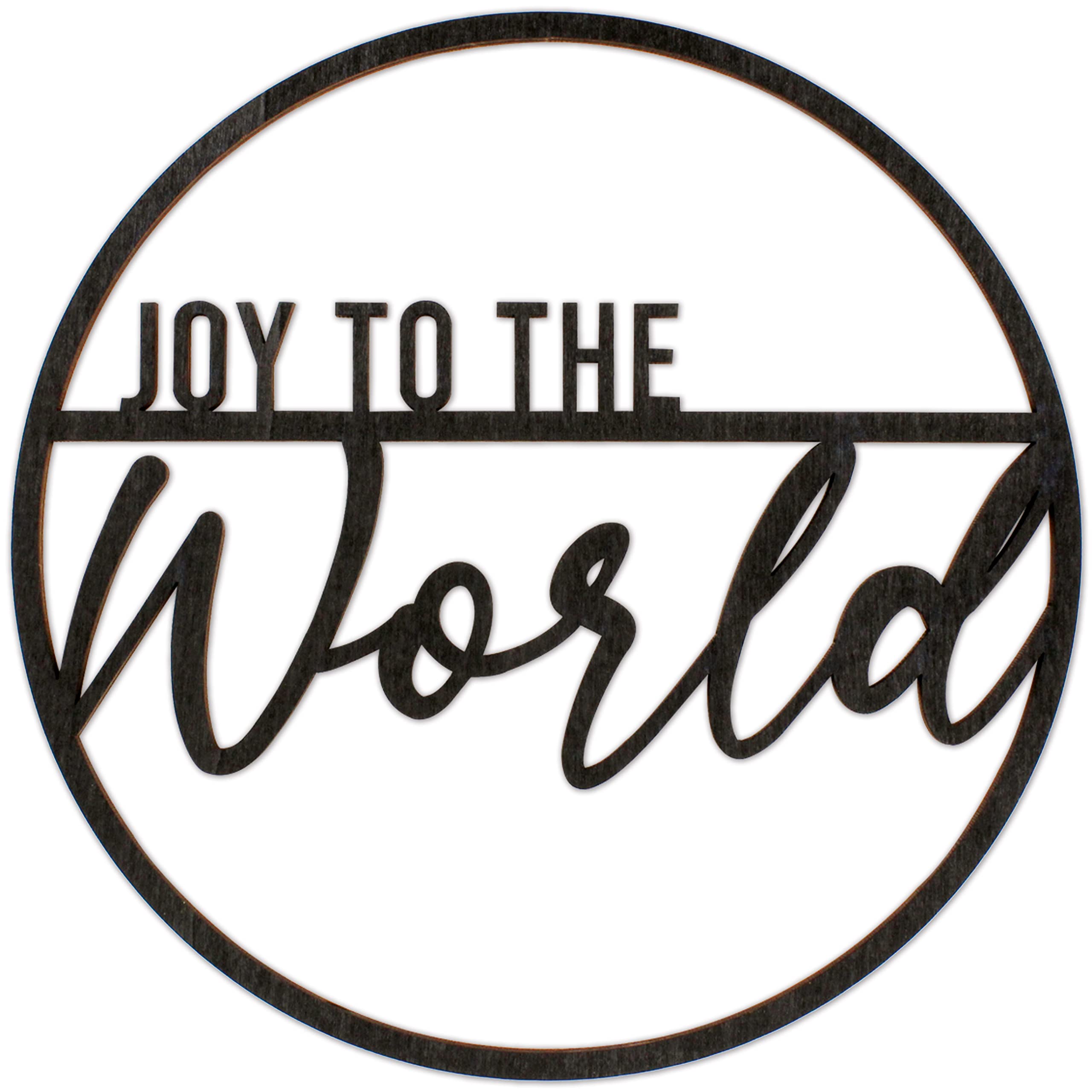 Papierdrachen Wooden Wall Sign - Joy to the World - Black - 22 cm - Christmas Decoration